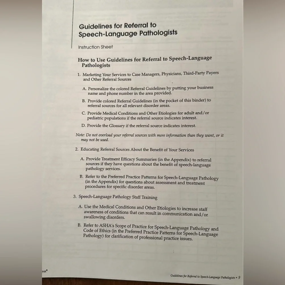 GUIDELINES FOR REFERRAL to Speech-Language Pathologists - Picture 3 of 6
